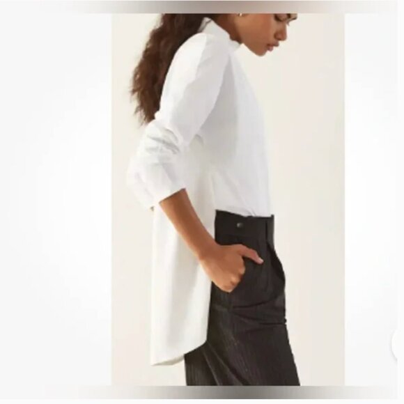 A DAY Something Borrowed White Shirt Blouse size L - Picture 3 of 9